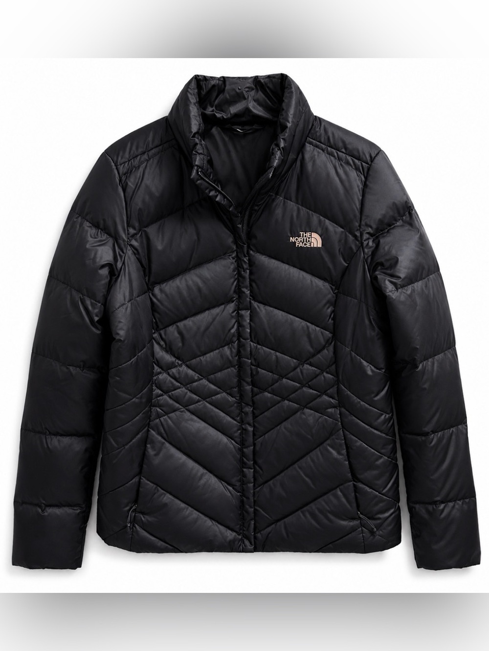 The North Face Gotham Chevron Quilted Puffer Jacket, black, women’s large.